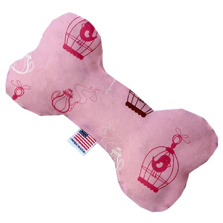 Mirage Pet Products Pink Whimsy Bird Cages Canvas Bone Dog Toy 6 in. 1117-CTYBN6
